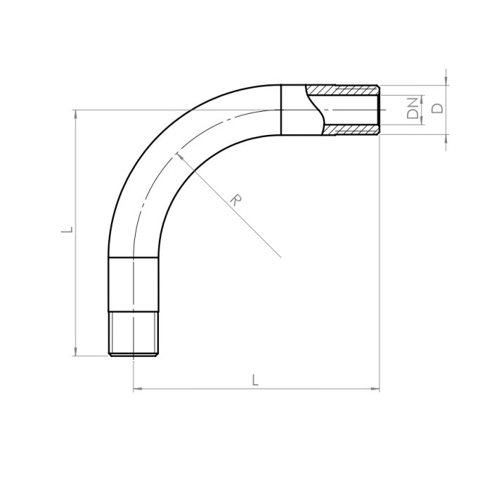 Bend 90° M/M - Drawing